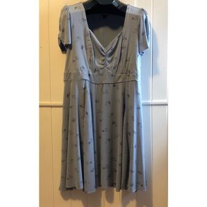 Torrid blue 2X challis cat print skater dress